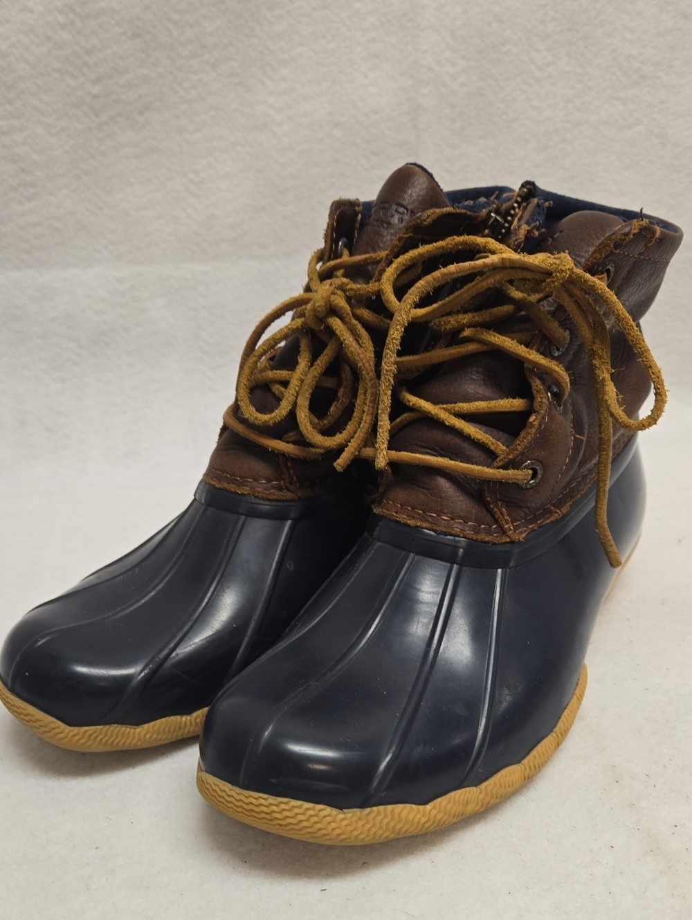 ☔ Sperry Top-Sider Women's 6.5 Saltwater Duck Boots Leather Waterproof Side Zip